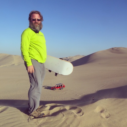 Sand boarding in the Ica Desert